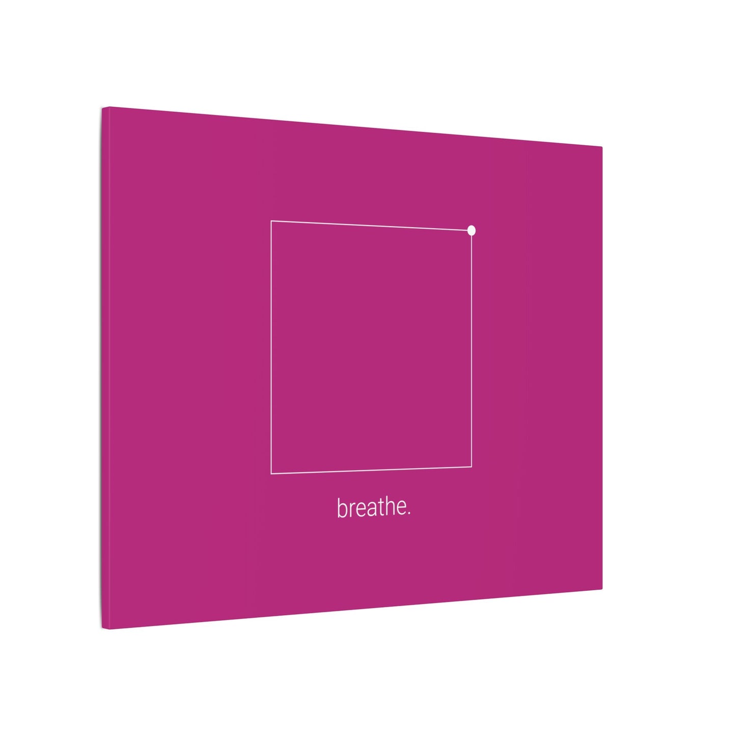 "breathe." — Calm Mind Box Breathing Canvas Wall Art — Magenta Square Meditation Print