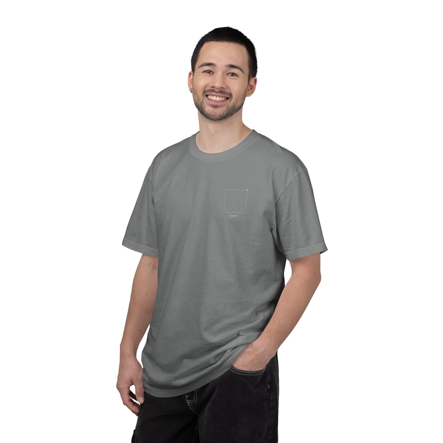 "breathe." — Calm Mind Box Breathing Garment-Dyed T-Shirt