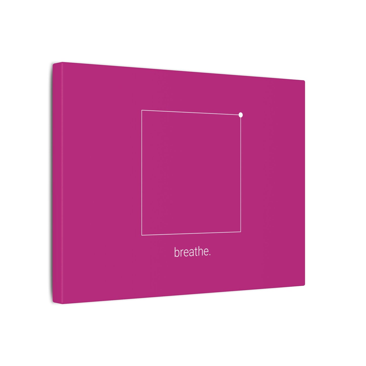 "breathe." — Calm Mind Box Breathing Canvas Wall Art — Magenta Square Meditation Print