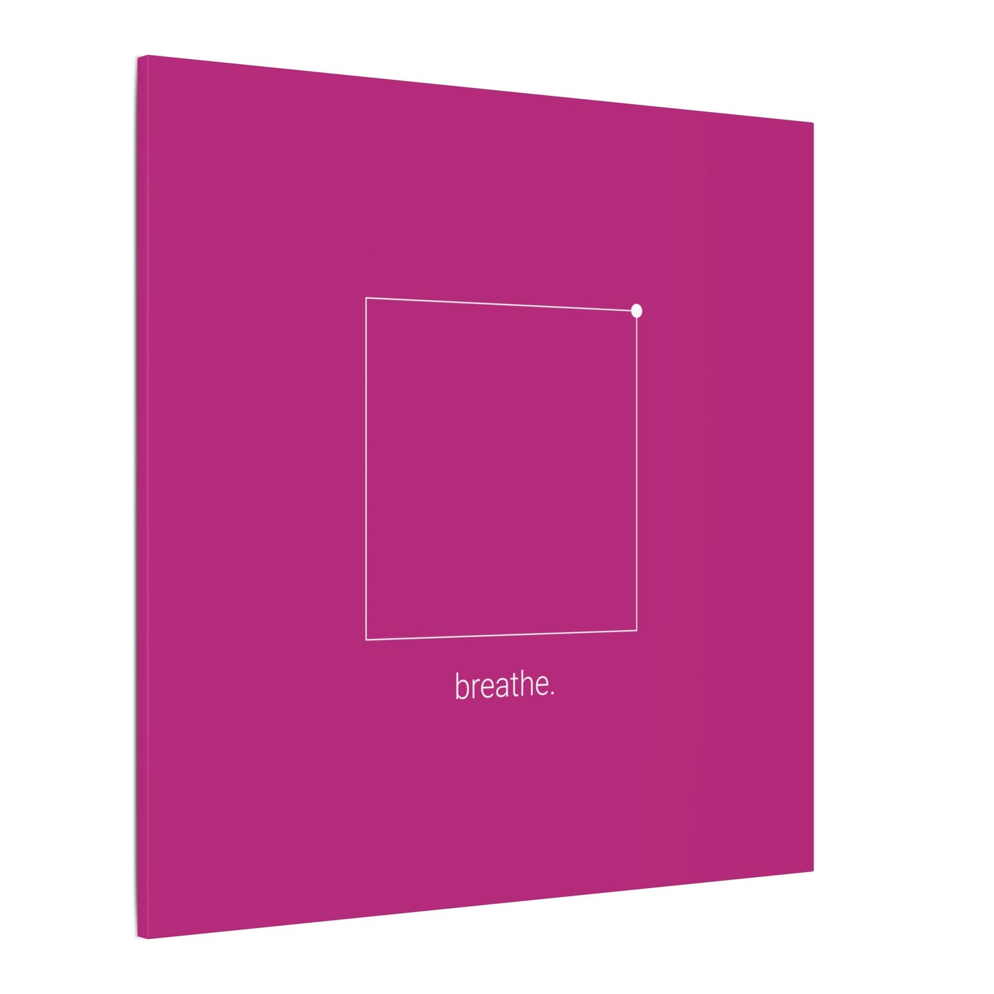 "breathe." — Calm Mind Box Breathing Canvas Wall Art — Magenta Square Meditation Print