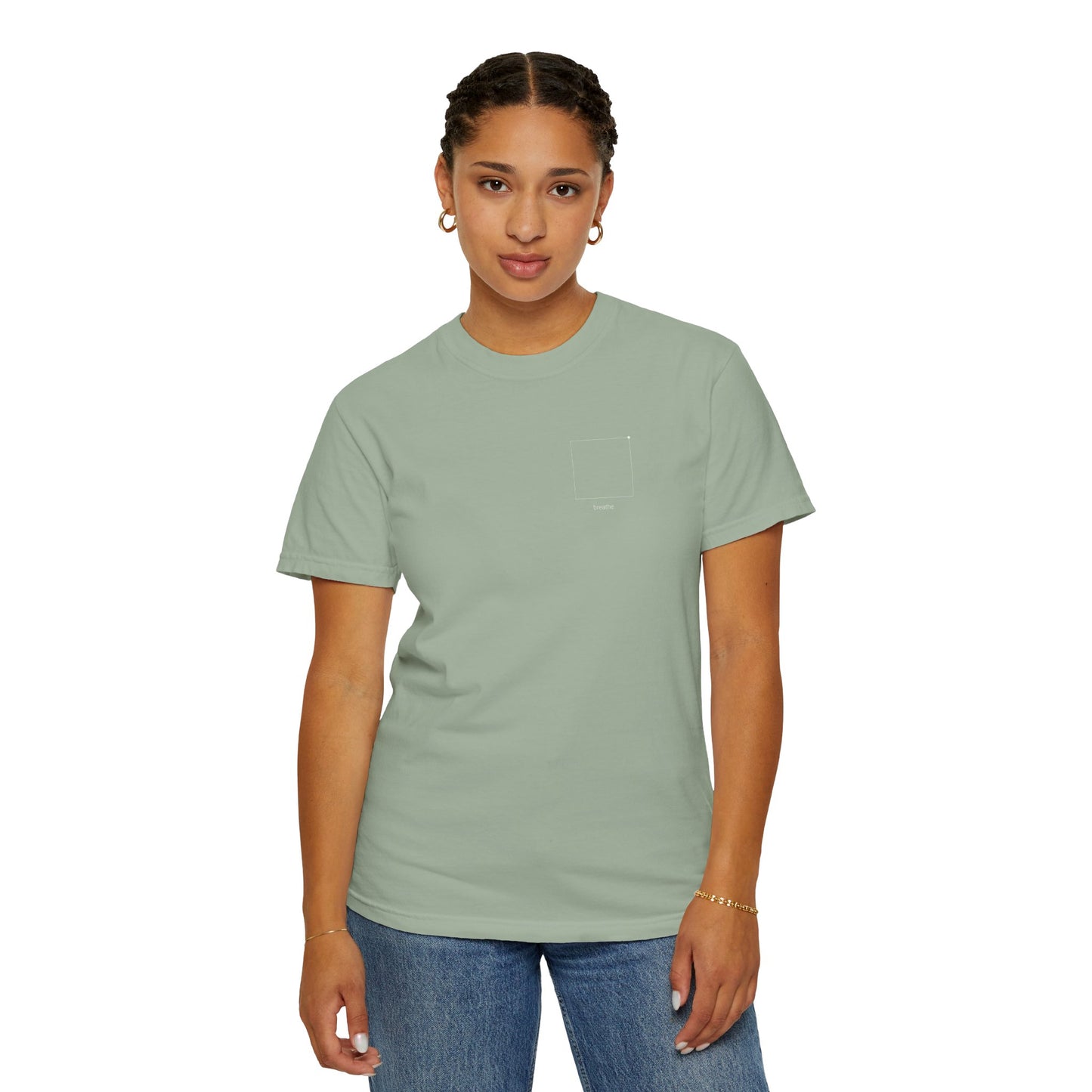 "breathe." — Calm Mind Box Breathing Garment-Dyed T-Shirt