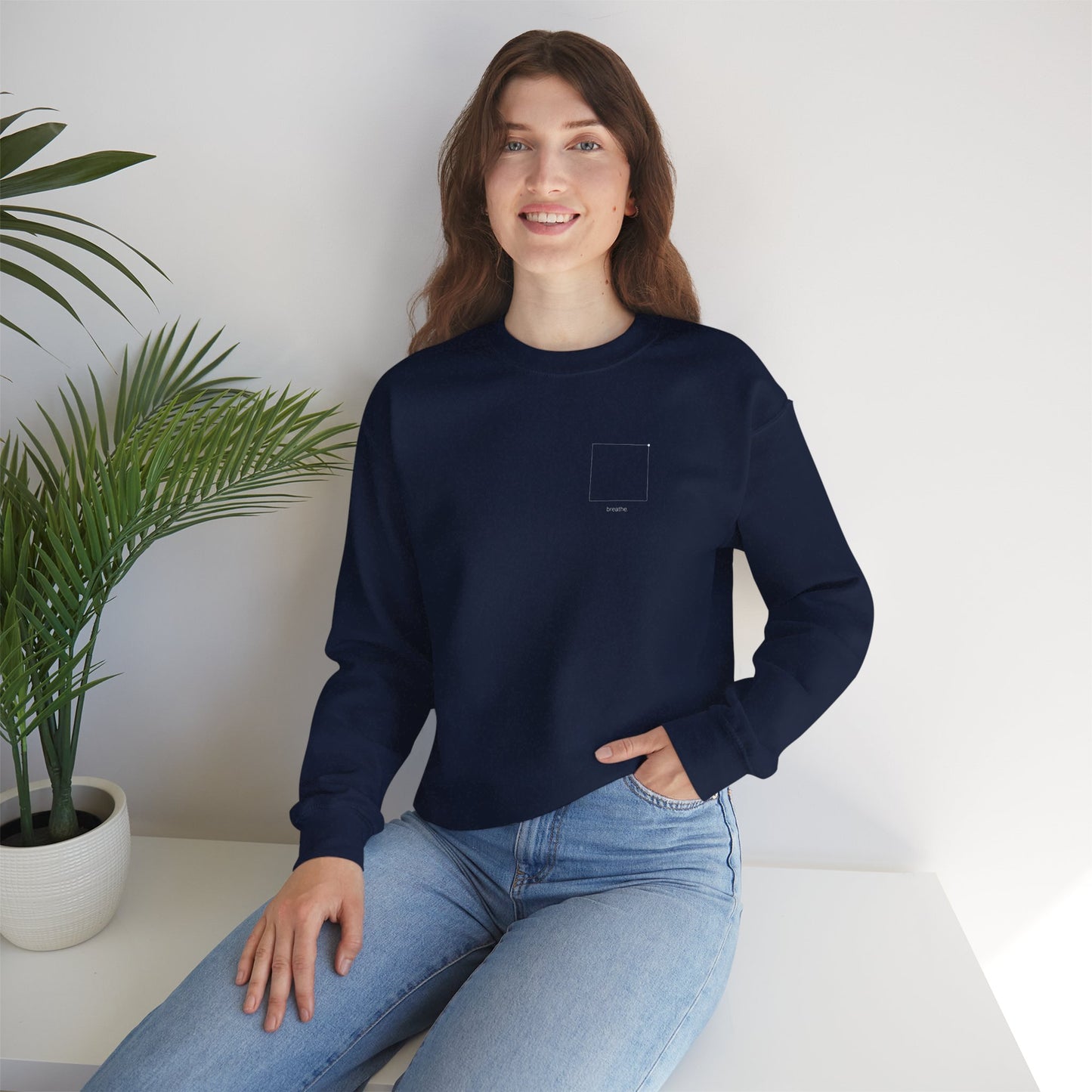 "breathe." — Calm Mind Box Breathing Graphic Pullover