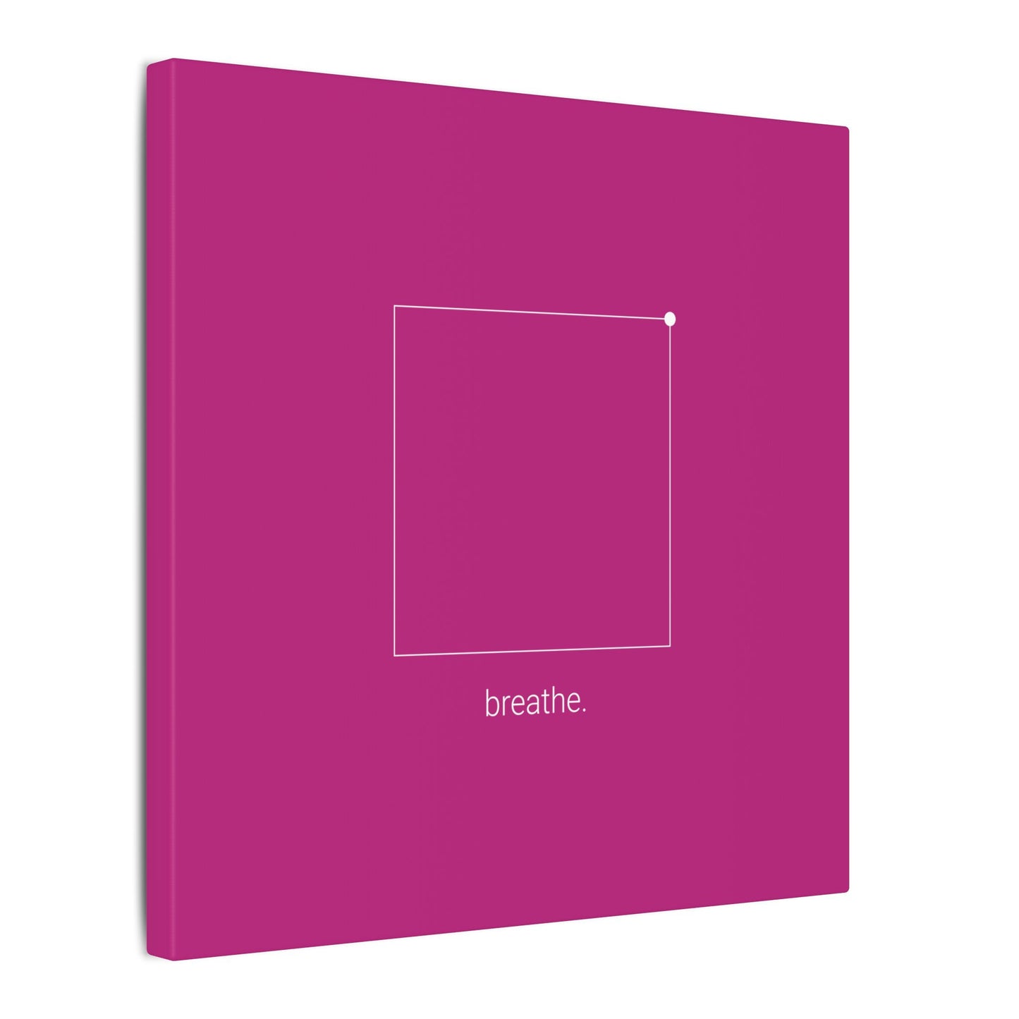 "breathe." — Calm Mind Box Breathing Canvas Wall Art — Magenta Square Meditation Print