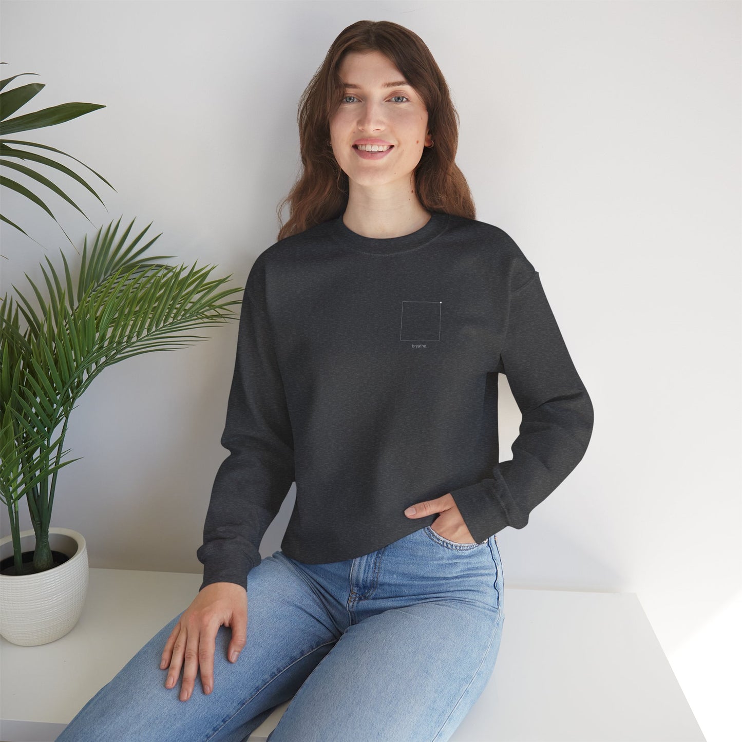 "breathe." — Calm Mind Box Breathing Graphic Pullover