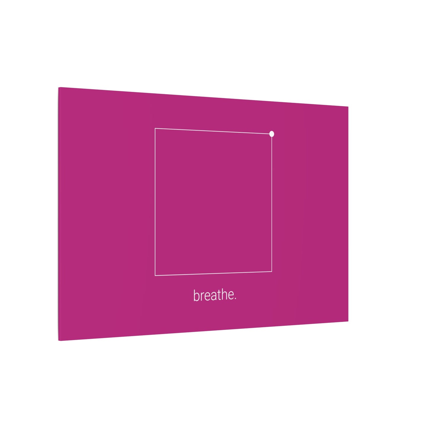 "breathe." — Calm Mind Box Breathing Canvas Wall Art — Magenta Square Meditation Print