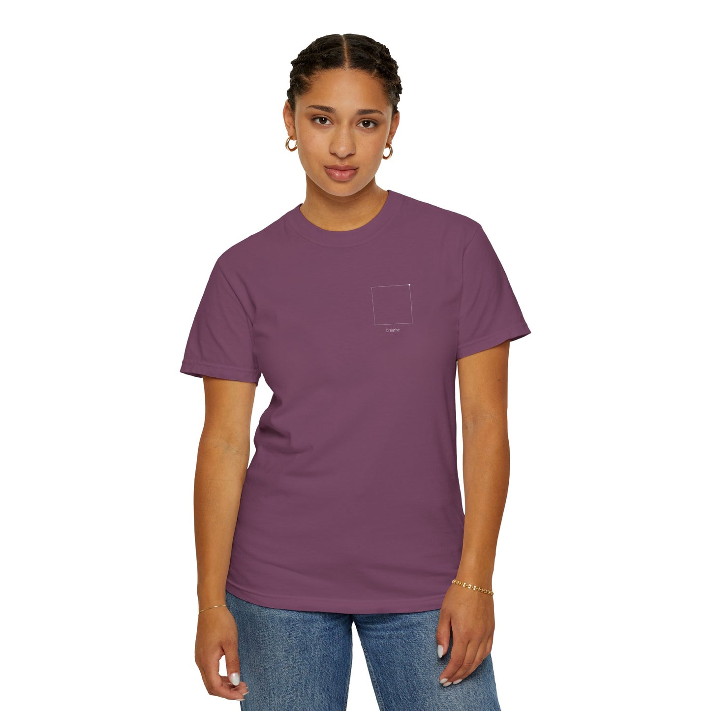 "breathe." — Calm Mind Box Breathing Garment-Dyed T-Shirt