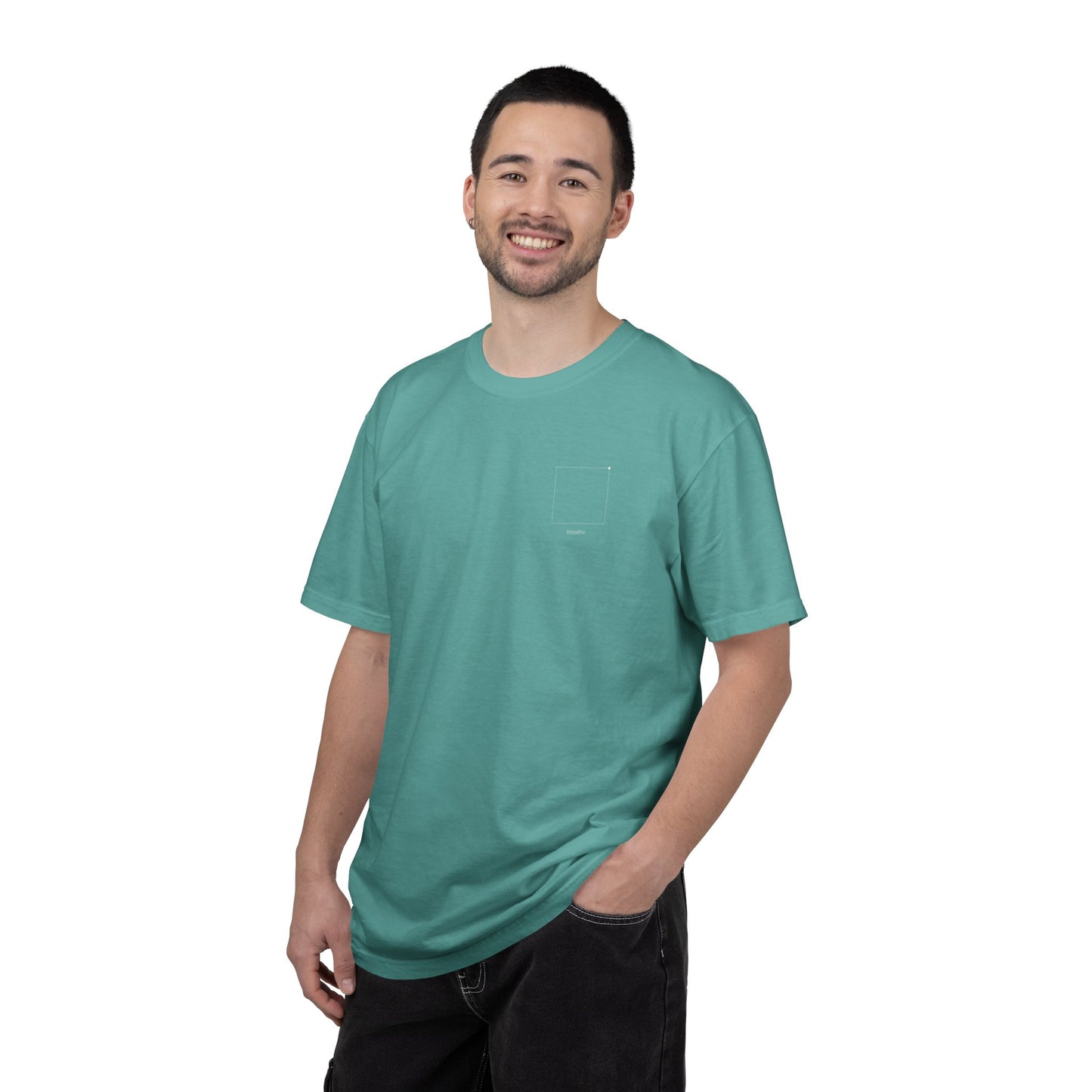"breathe." — Calm Mind Box Breathing Garment-Dyed T-Shirt