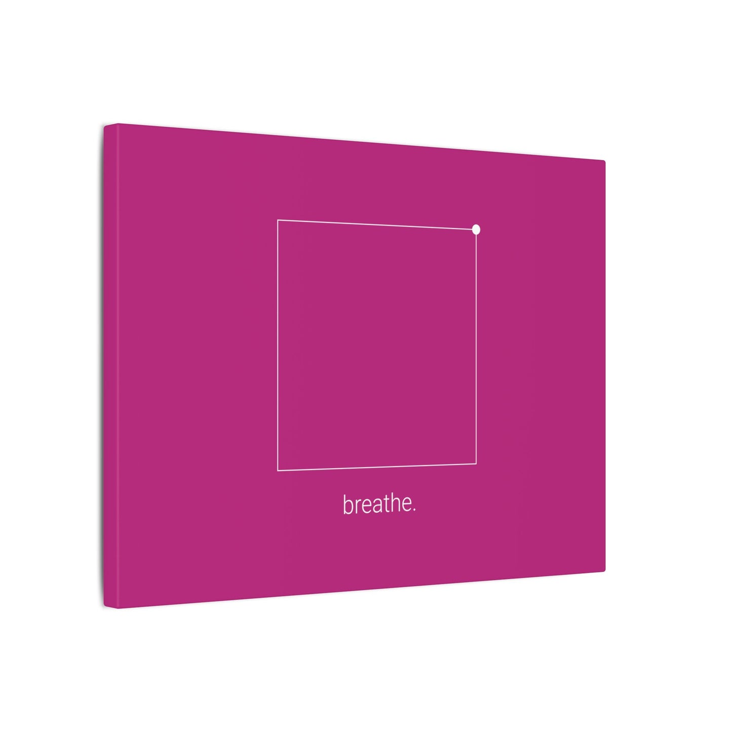 "breathe." — Calm Mind Box Breathing Canvas Wall Art — Magenta Square Meditation Print