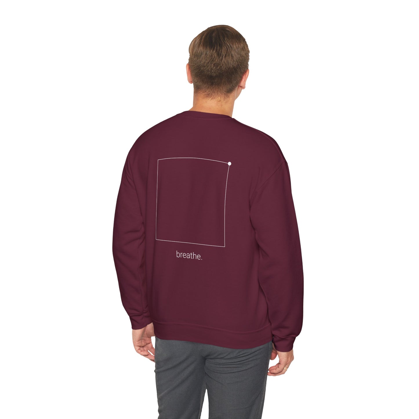 "breathe." — Calm Mind Box Breathing Graphic Pullover