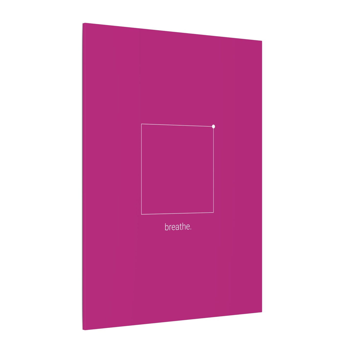 "breathe." — Calm Mind Box Breathing Canvas Wall Art — Magenta Square Meditation Print