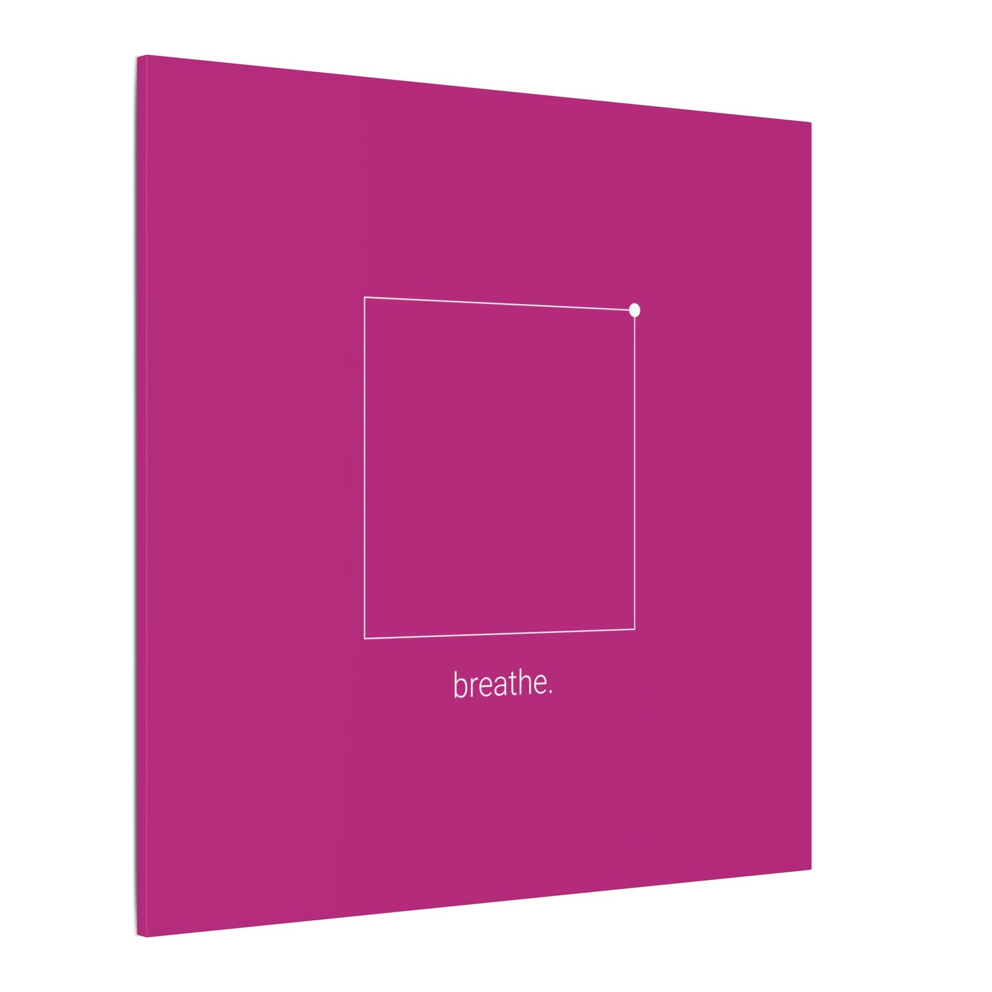 "breathe." — Calm Mind Box Breathing Canvas Wall Art — Magenta Square Meditation Print