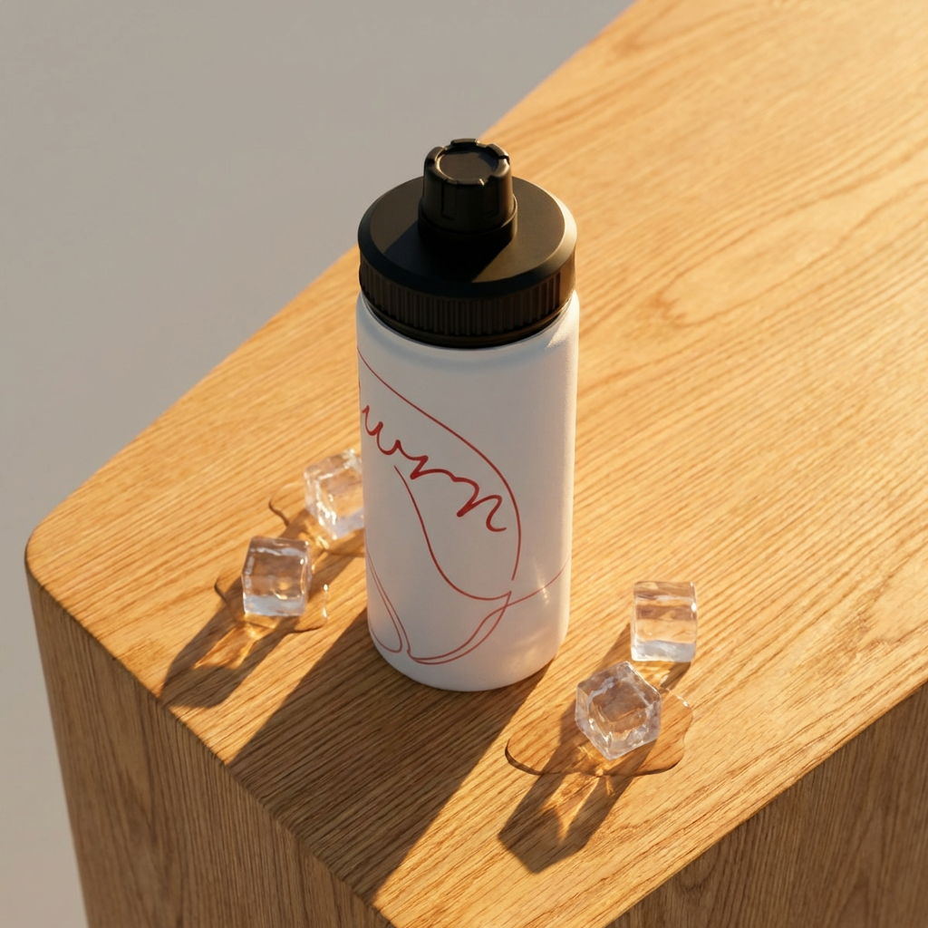 "tcwrn" — Minimal Line Art Design — Stainless Steel Sports Cap Bottle