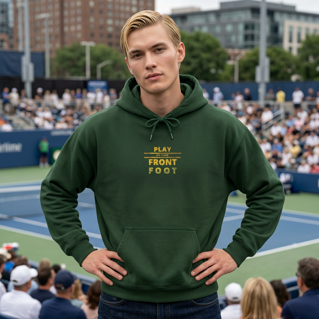 "Front Foot" —  Retro Embroidered Graphic  — Unisex Hoodie
