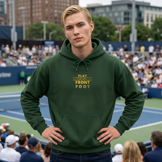 "Front Foot" —  Retro Embroidered Graphic  — Unisex Hoodie