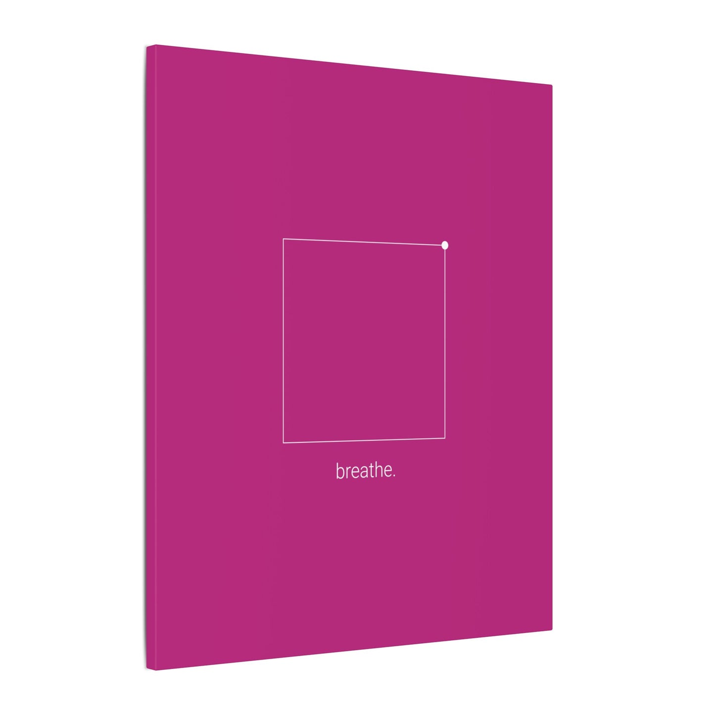 "breathe." — Calm Mind Box Breathing Canvas Wall Art — Magenta Square Meditation Print