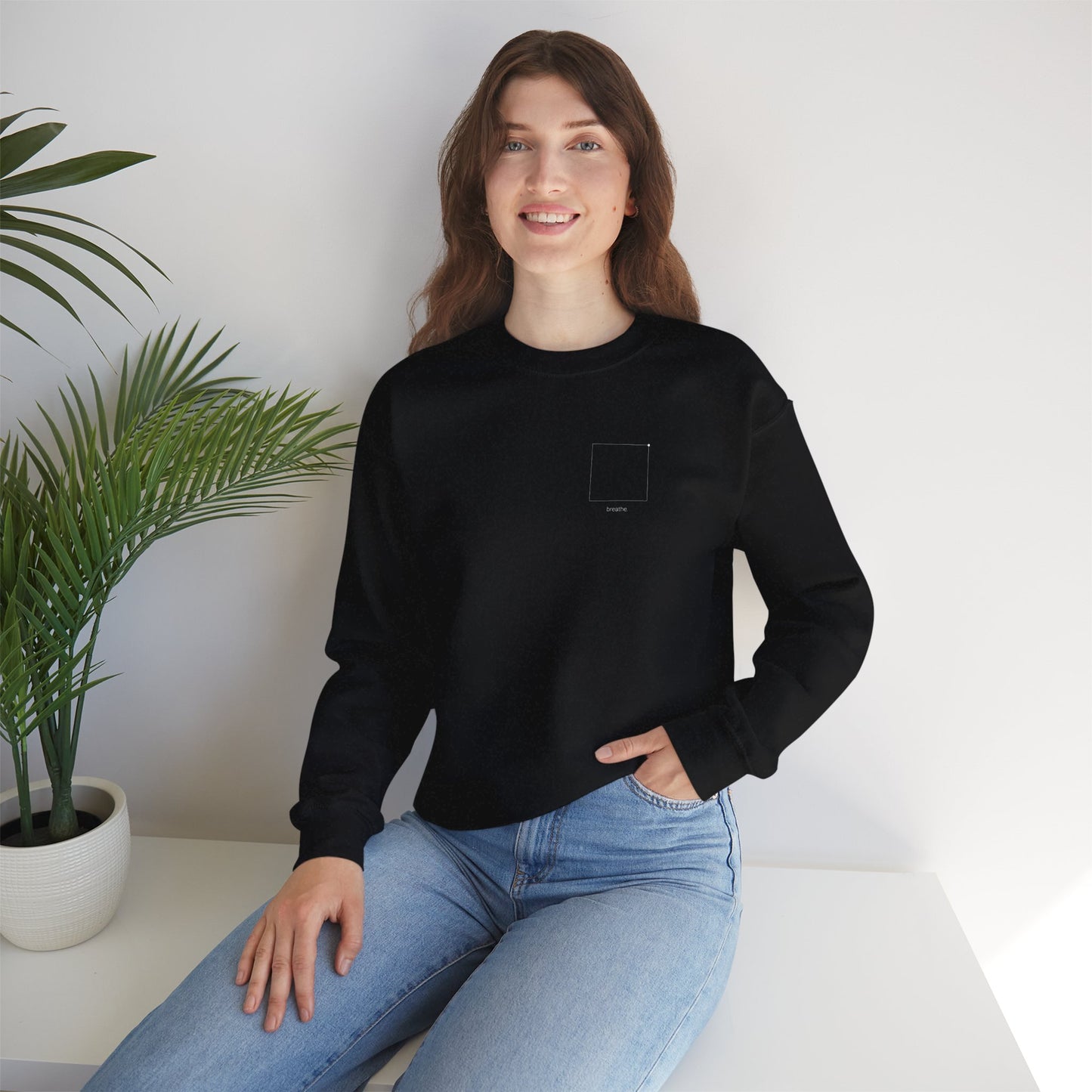 "breathe." — Calm Mind Box Breathing Graphic Pullover