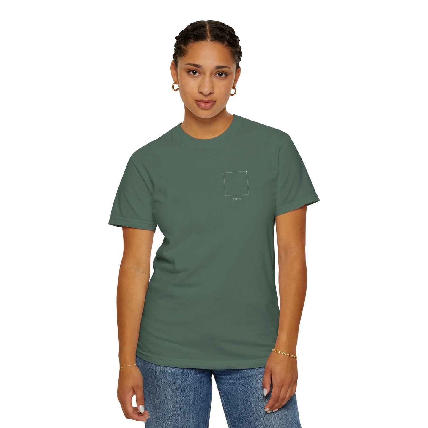 "breathe." — Calm Mind Box Breathing Garment-Dyed T-Shirt