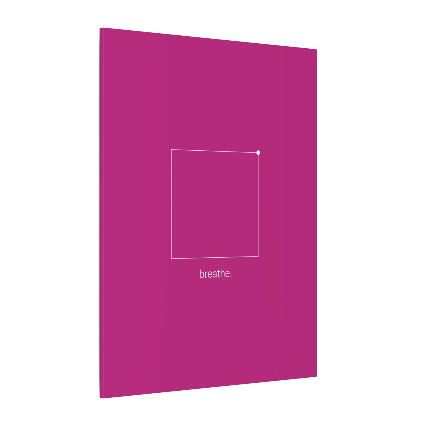 "breathe." — Calm Mind Box Breathing Canvas Wall Art — Magenta Square Meditation Print