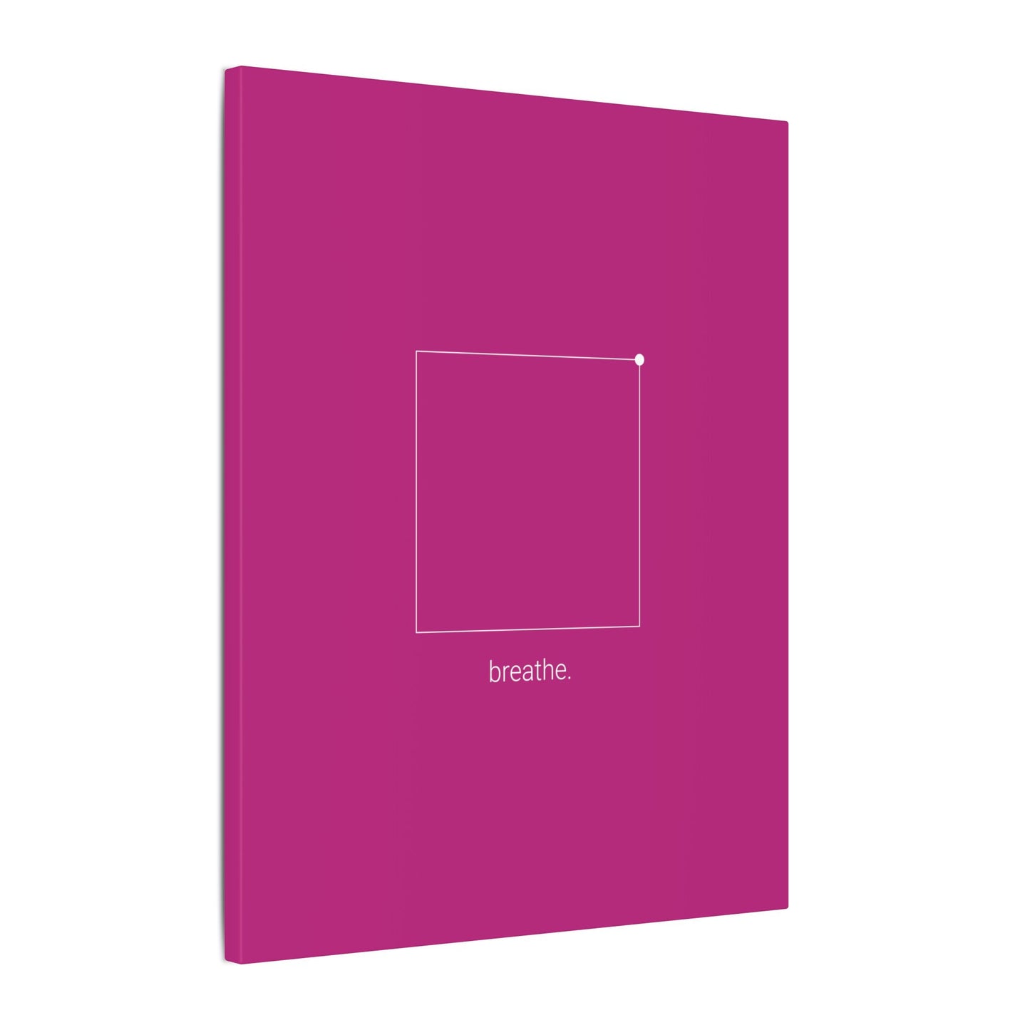 "breathe." — Calm Mind Box Breathing Canvas Wall Art — Magenta Square Meditation Print
