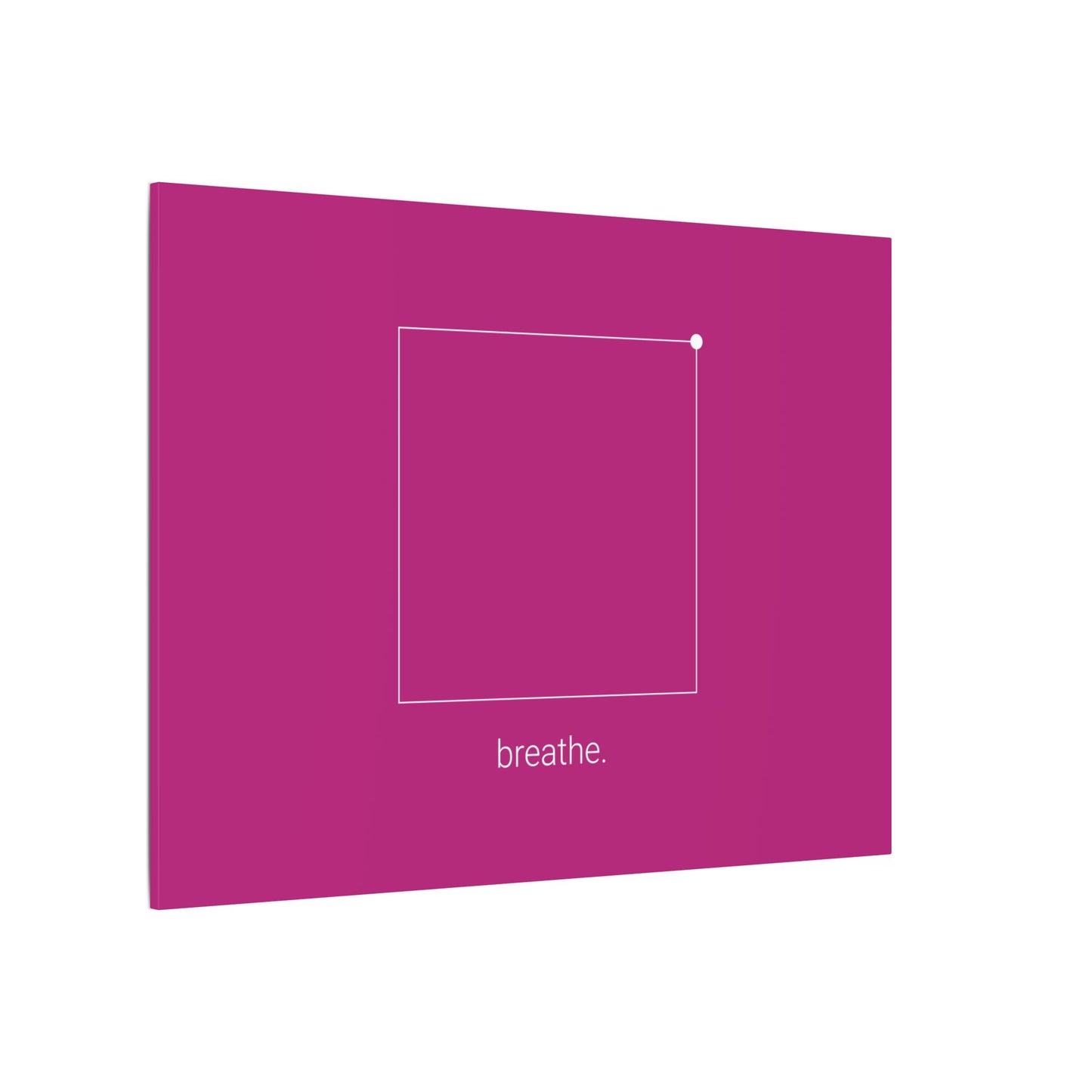 "breathe." — Calm Mind Box Breathing Canvas Wall Art — Magenta Square Meditation Print