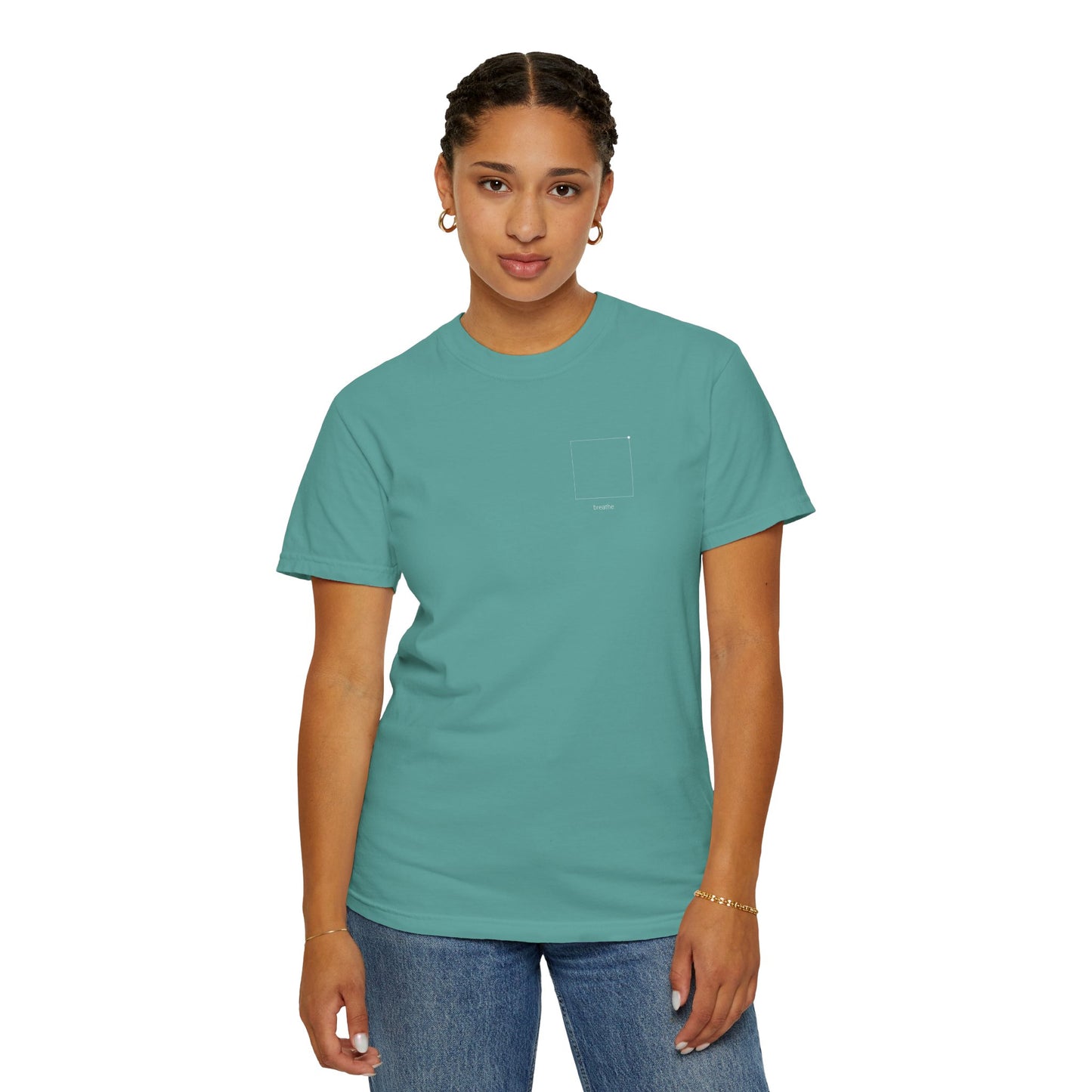 "breathe." — Calm Mind Box Breathing Garment-Dyed T-Shirt