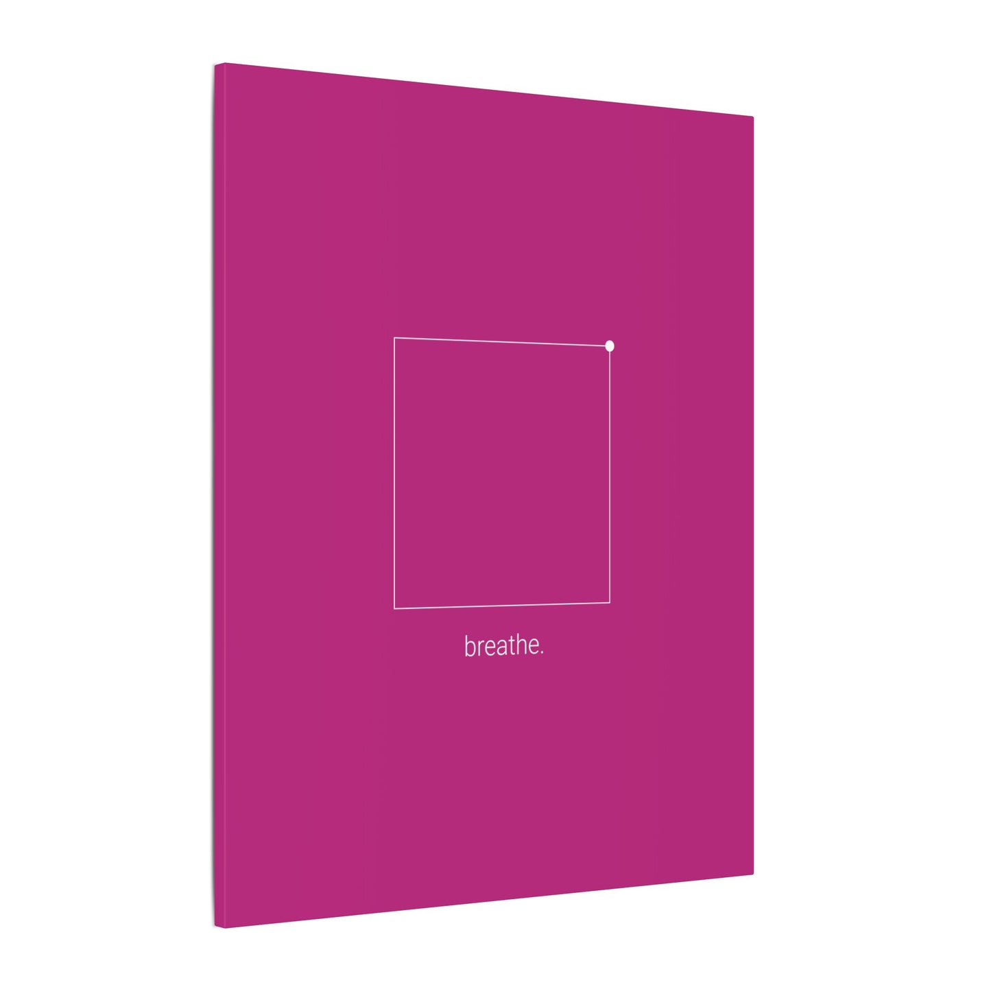 "breathe." — Calm Mind Box Breathing Canvas Wall Art — Magenta Square Meditation Print