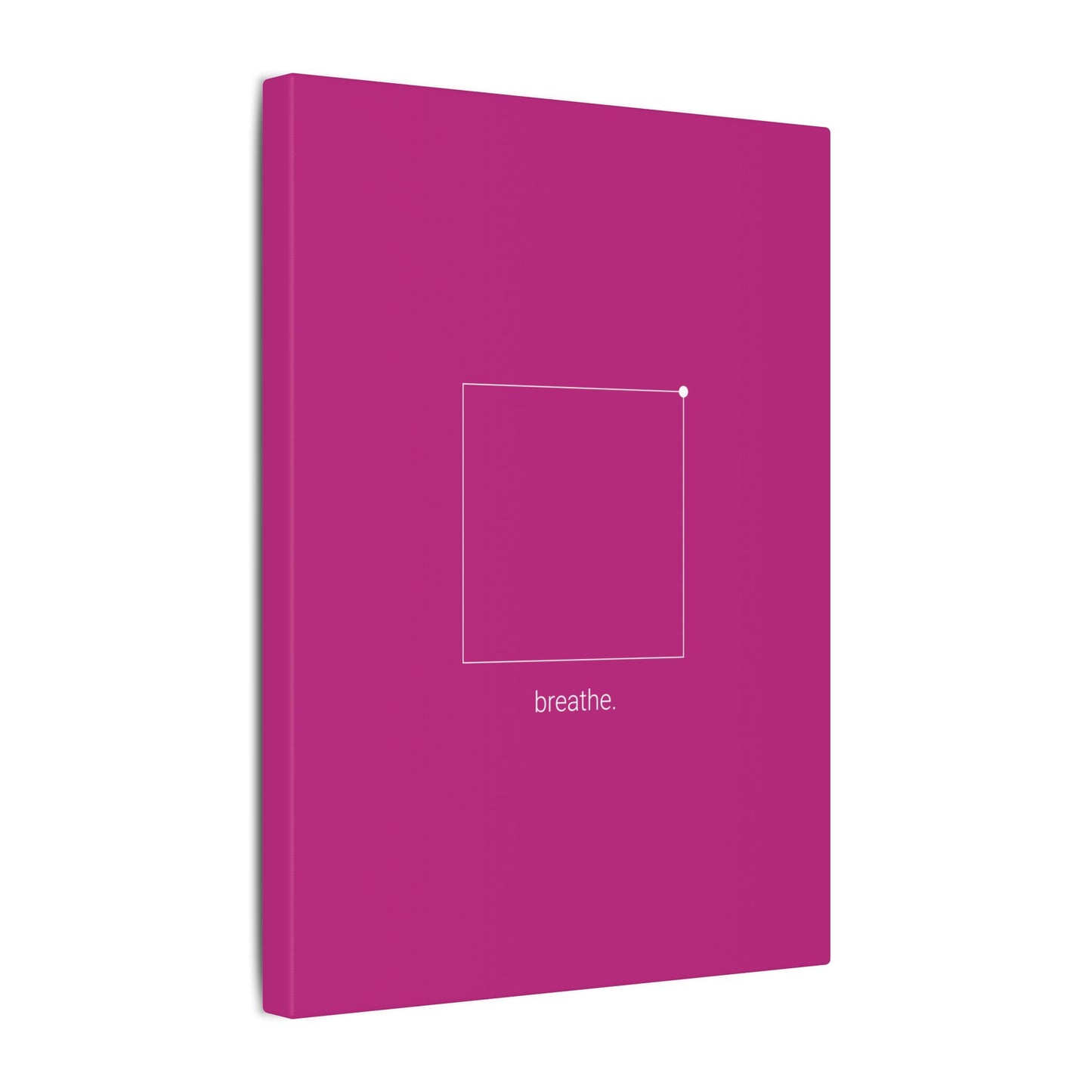 "breathe." — Calm Mind Box Breathing Canvas Wall Art — Magenta Square Meditation Print
