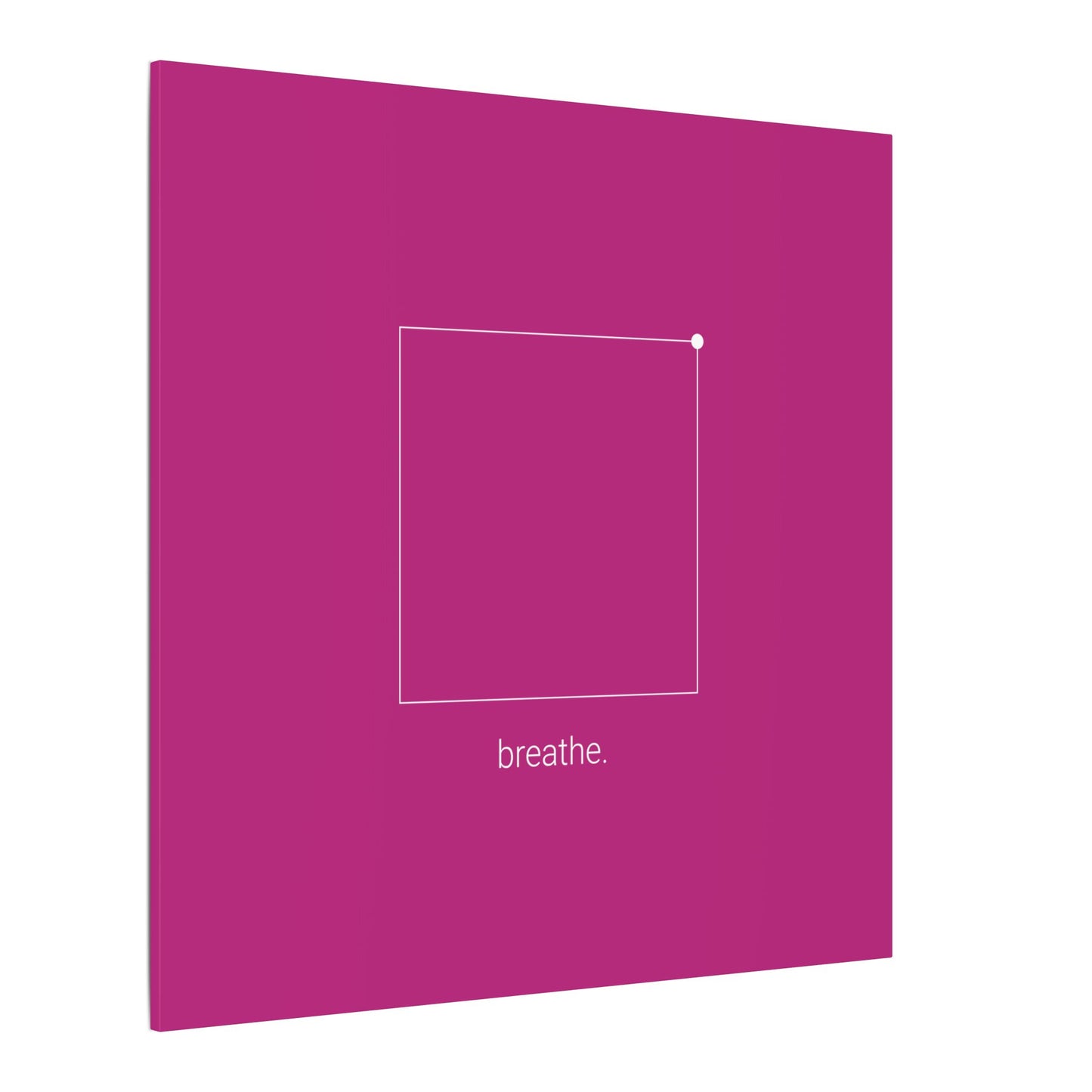 "breathe." — Calm Mind Box Breathing Canvas Wall Art — Magenta Square Meditation Print