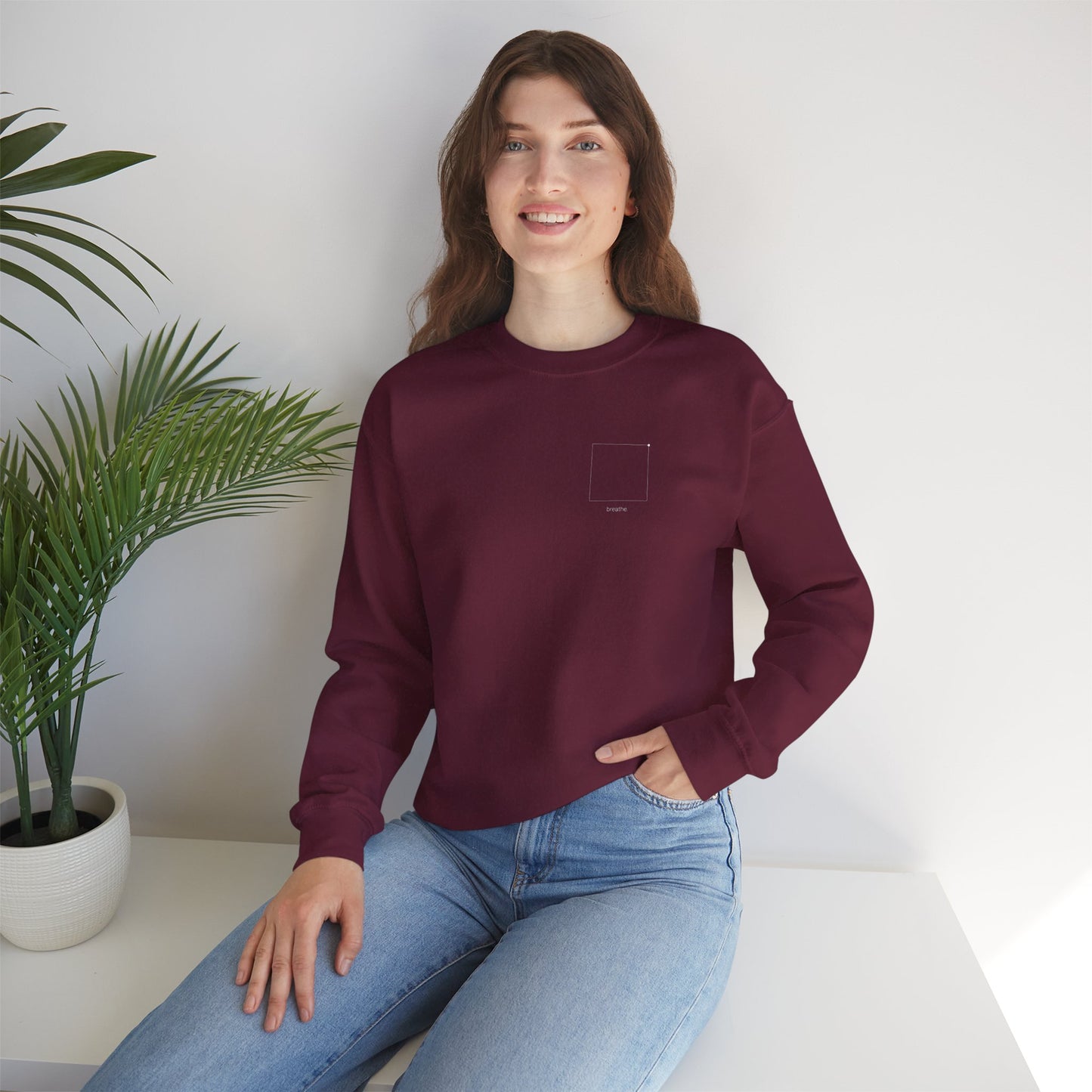 "breathe." — Calm Mind Box Breathing Graphic Pullover